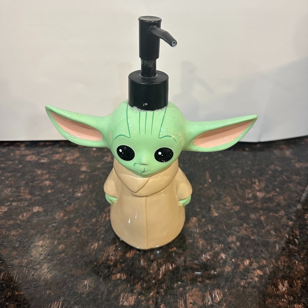 Baby Green Alien Character Ceramic Soap Dispenser Pump Grogu Star Wars Style